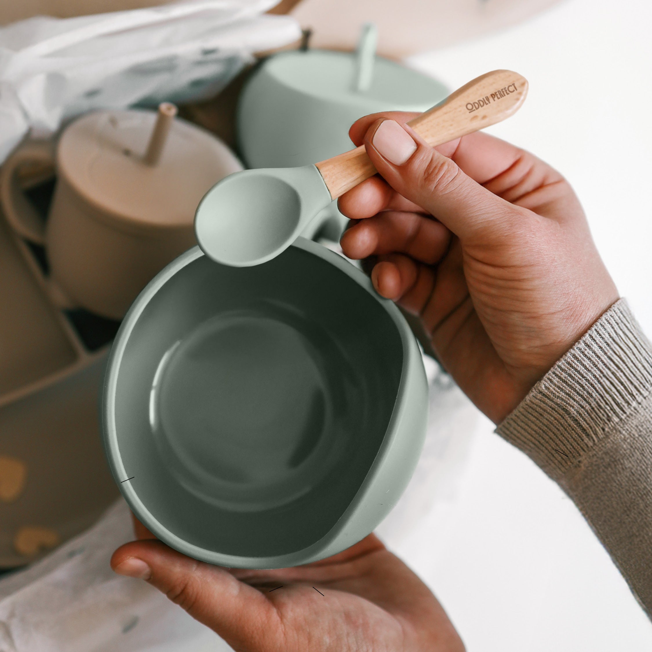 Tidy Tots Sage Bowl & spoon set