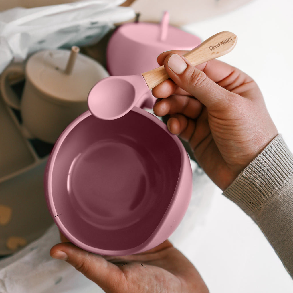 Tidy Tots Pink Berry Bowl & spoon set